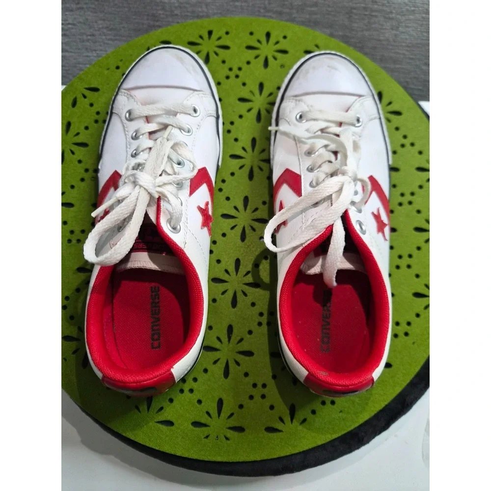 Converse Star Player Ev Ox 656145C Boys US 5 Trainers Shoes White Red Sneakers